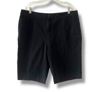 💙 Lauren Ralph Lauren Black Flat Front Bermuda Shorts Womens Plus Size 16 Preppy